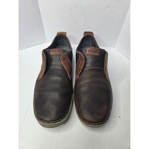 Clarks Mens Brown Leather Slip On Loafers Cushion Soft OrthoLite Size 10.5 M